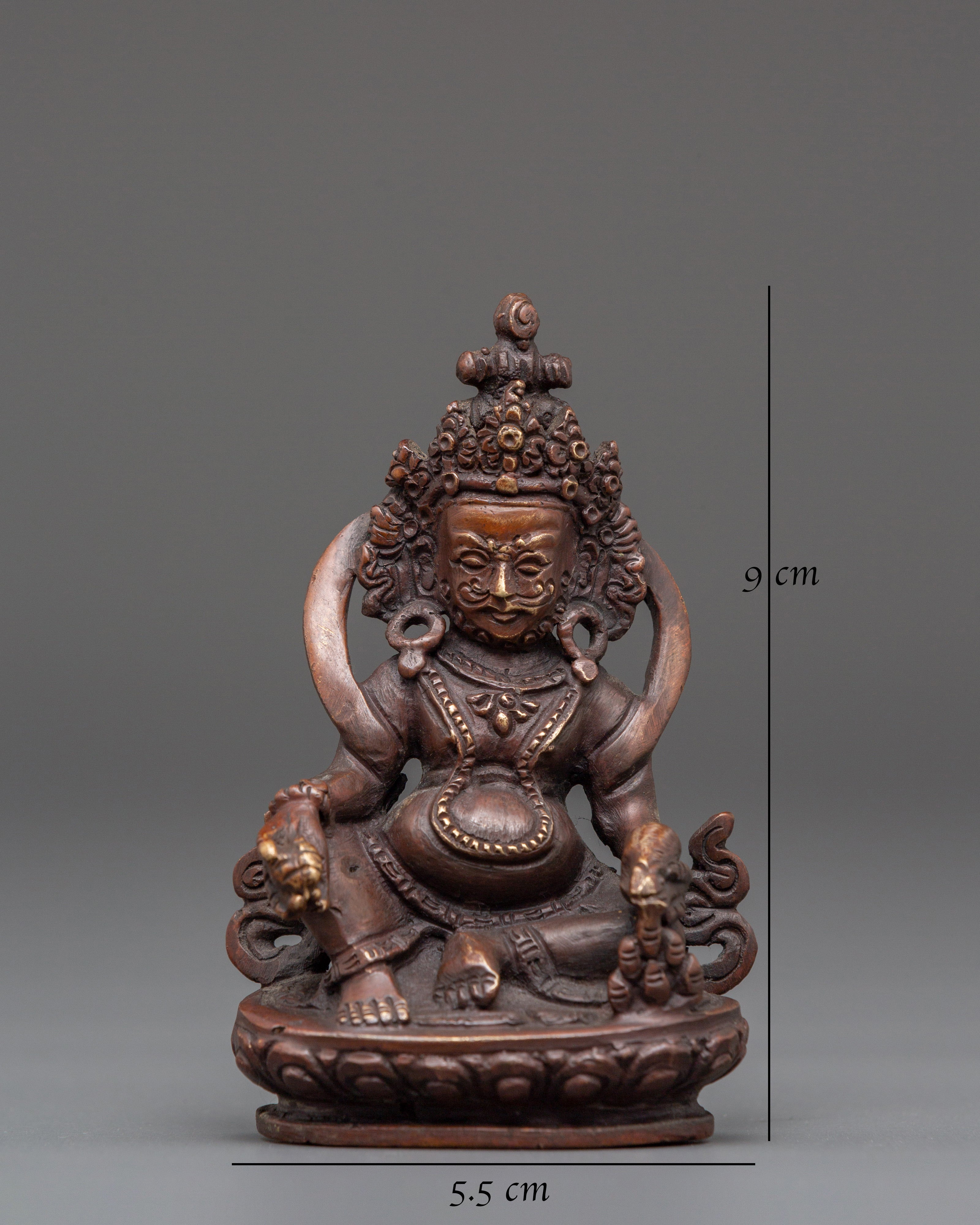 Handmade Statue of Buddhist Kubera | Oxidized Copper Wealth Deity Idol