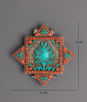 Ghau Locket with Semi Precious Stones | Tibetan Altar Accessory
