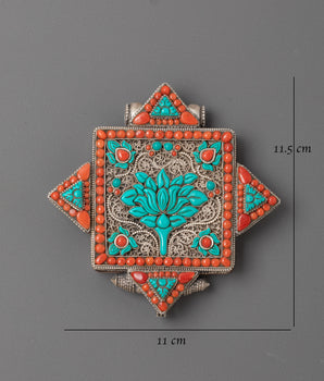 Ghau Box with Semi Precious Stones | Handcrafted Silver Ghau