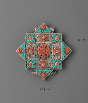 Handcrafted Buddhist Amulet Ghau Locket | Tibetan Silver Prayer Box Pendant