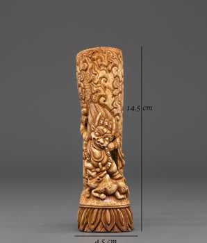 Hand Carved Yamantaka Bone | Wrathful Deity for Decor