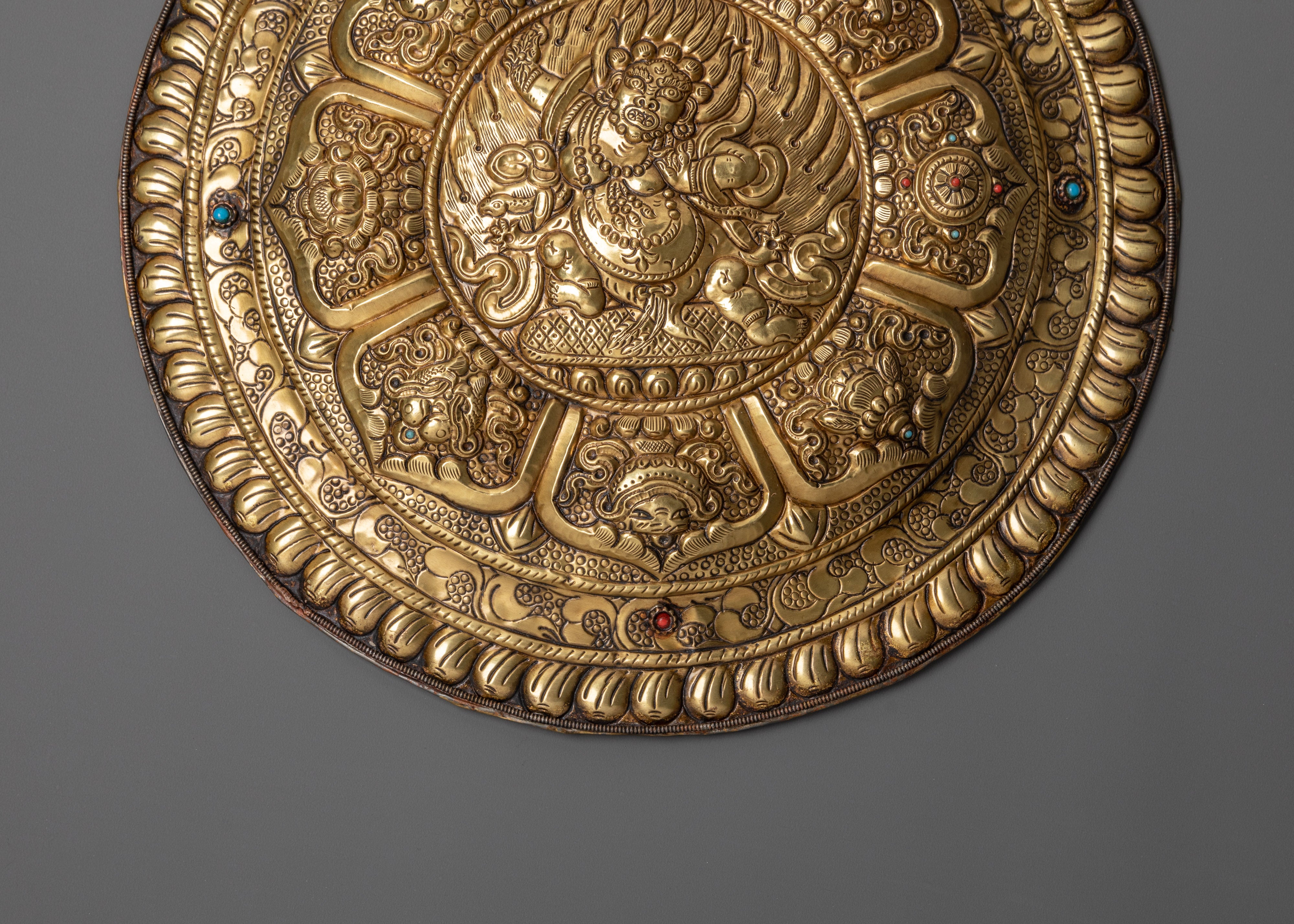 Vajrapani Bodhisattva Wall Hanging | Spiritual Decor with 8 Auspicious Symbols