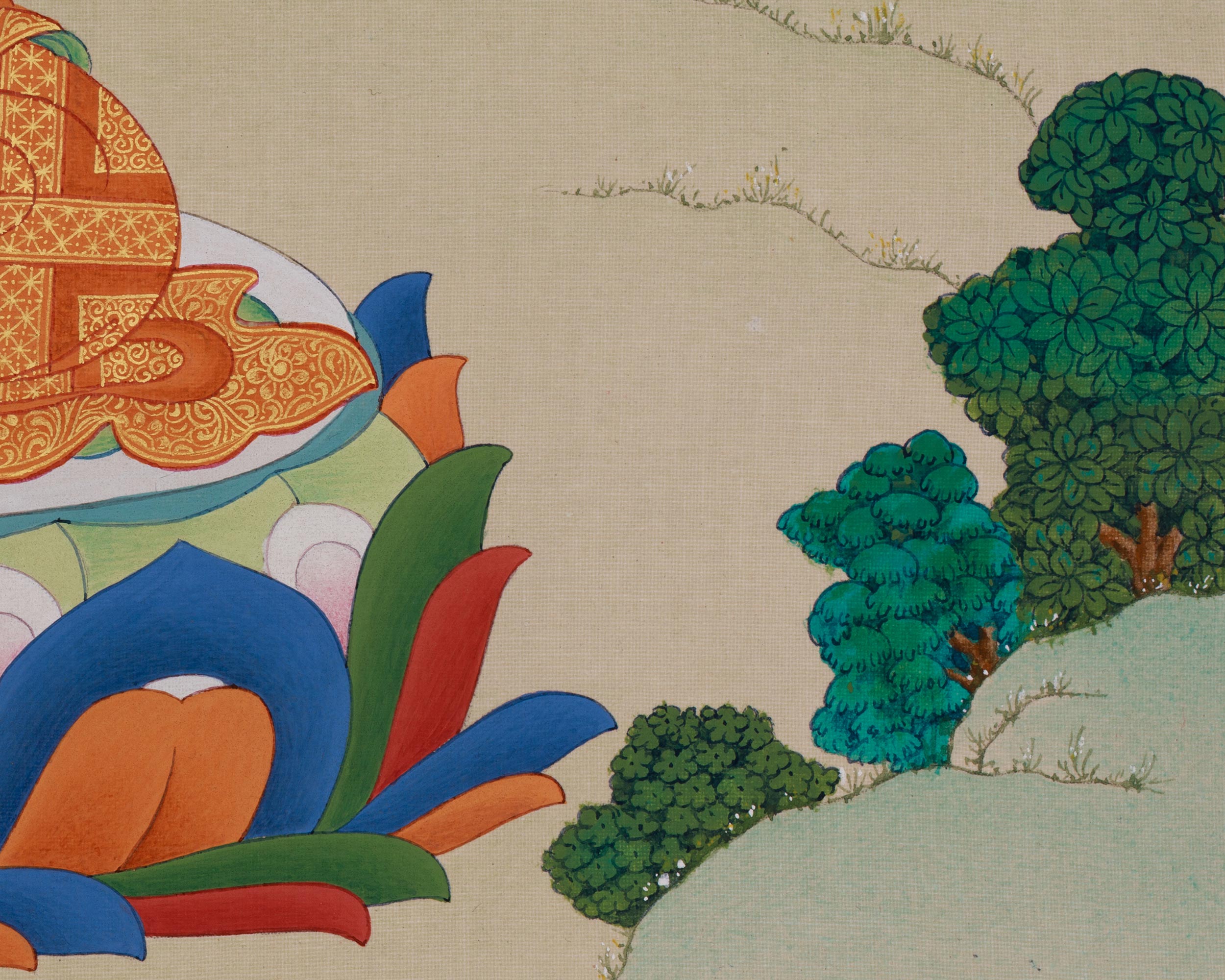 Tibetan Medicine Buddha Art | Bhaisajyaguru Thangka | Healing Deity