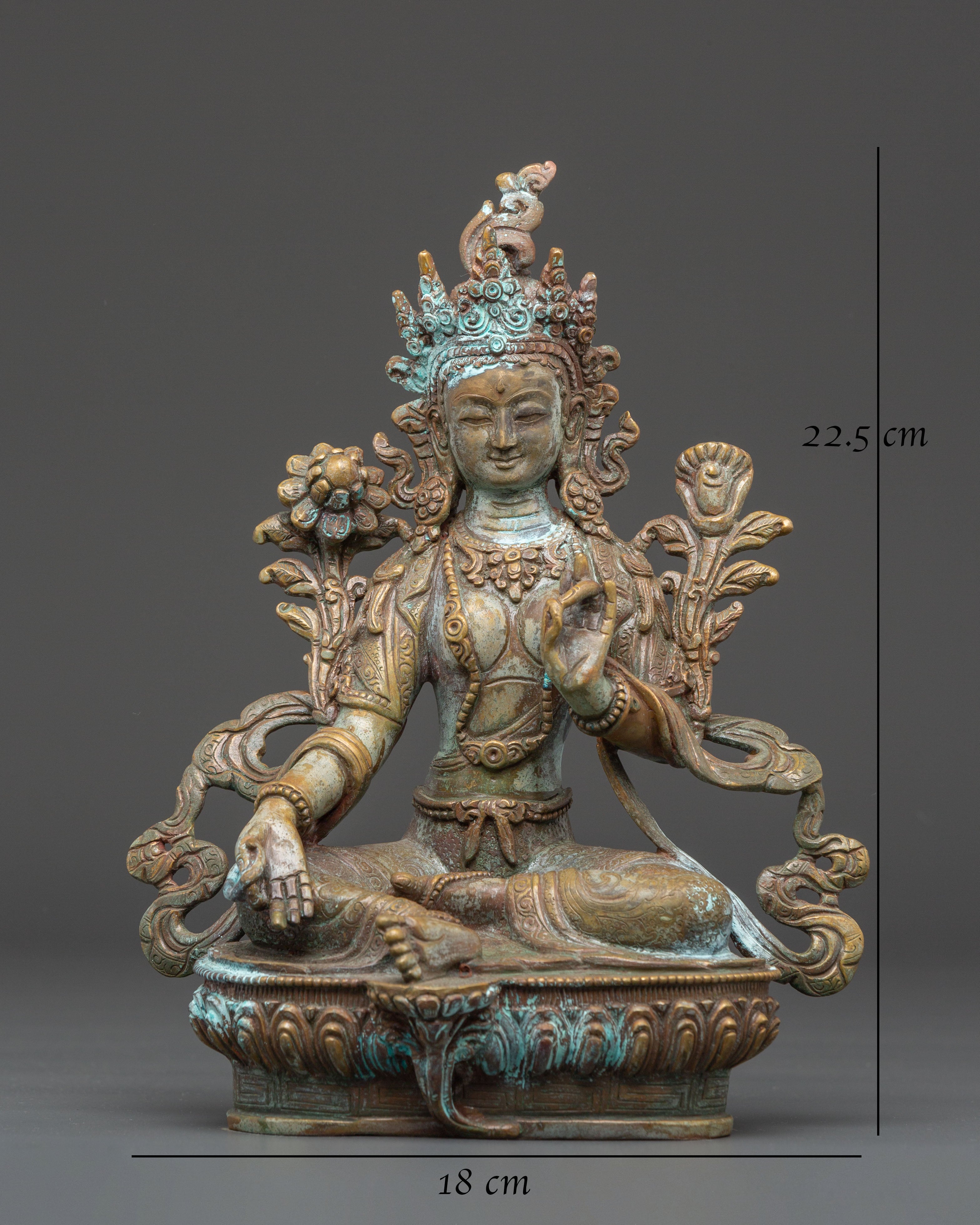Handcrafted Green Tara Sculpture | Tibetan Goddess of Compassion and Protection