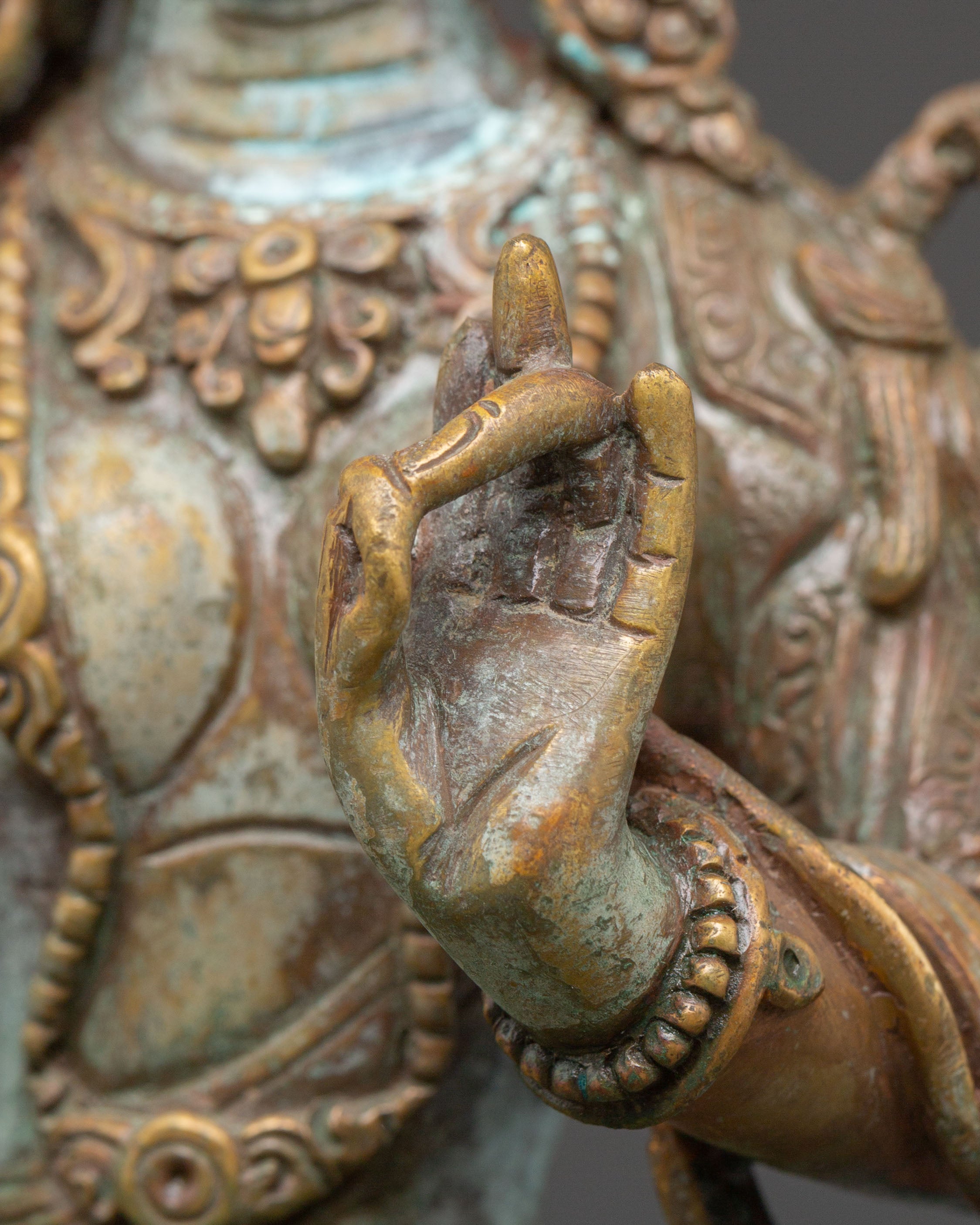 Handcrafted Green Tara Sculpture | Tibetan Goddess of Compassion and Protection