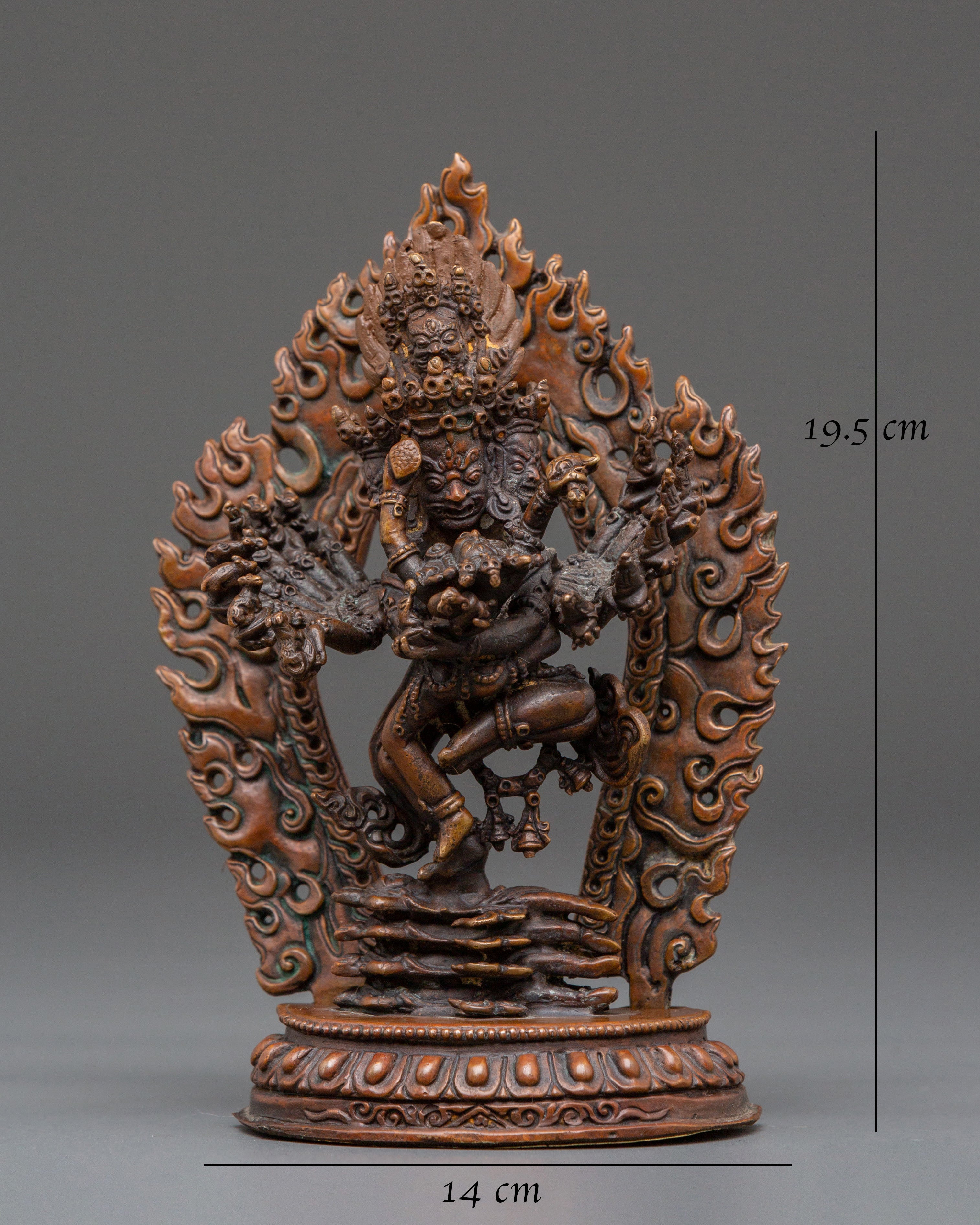 Tantric Protector Hevajra Statue | Oxidized Copper Tibetan Deity Sculpture