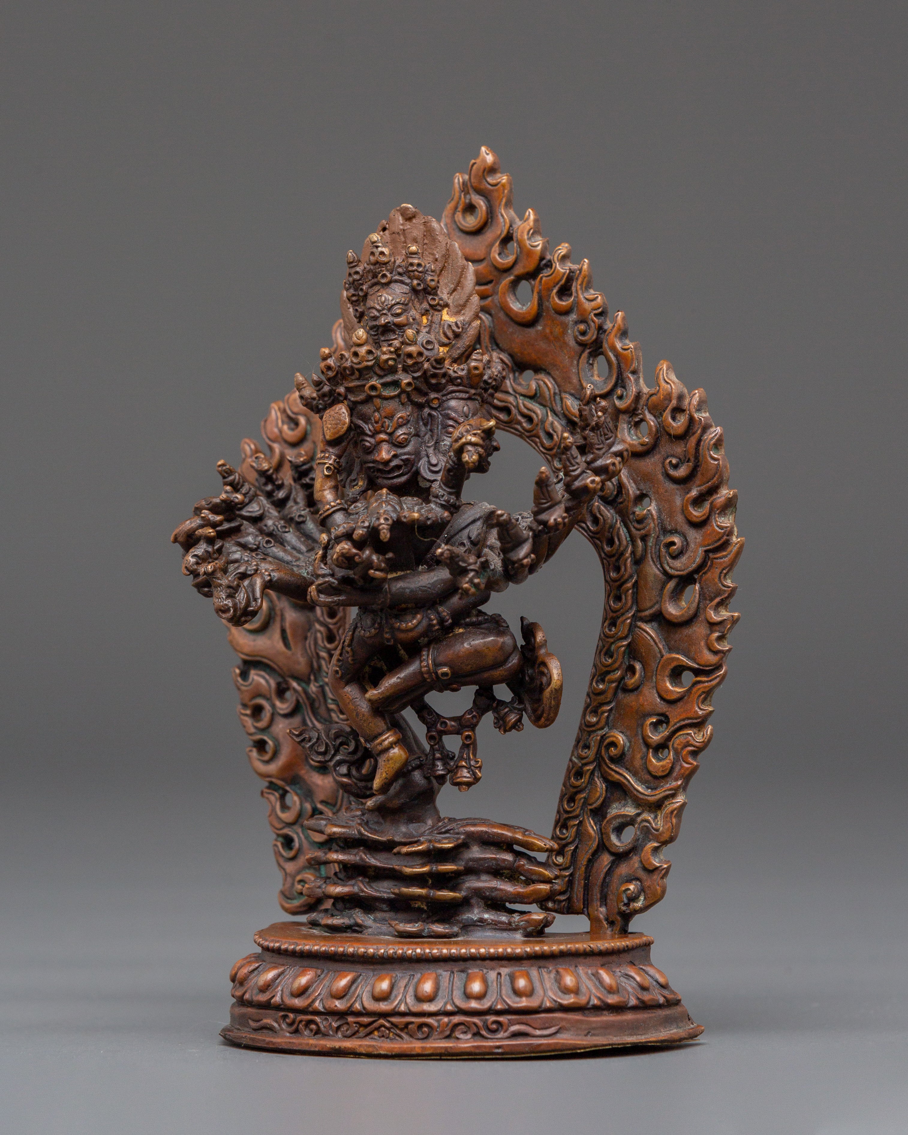 Tantric Protector Hevajra Statue | Oxidized Copper Tibetan Deity Sculpture