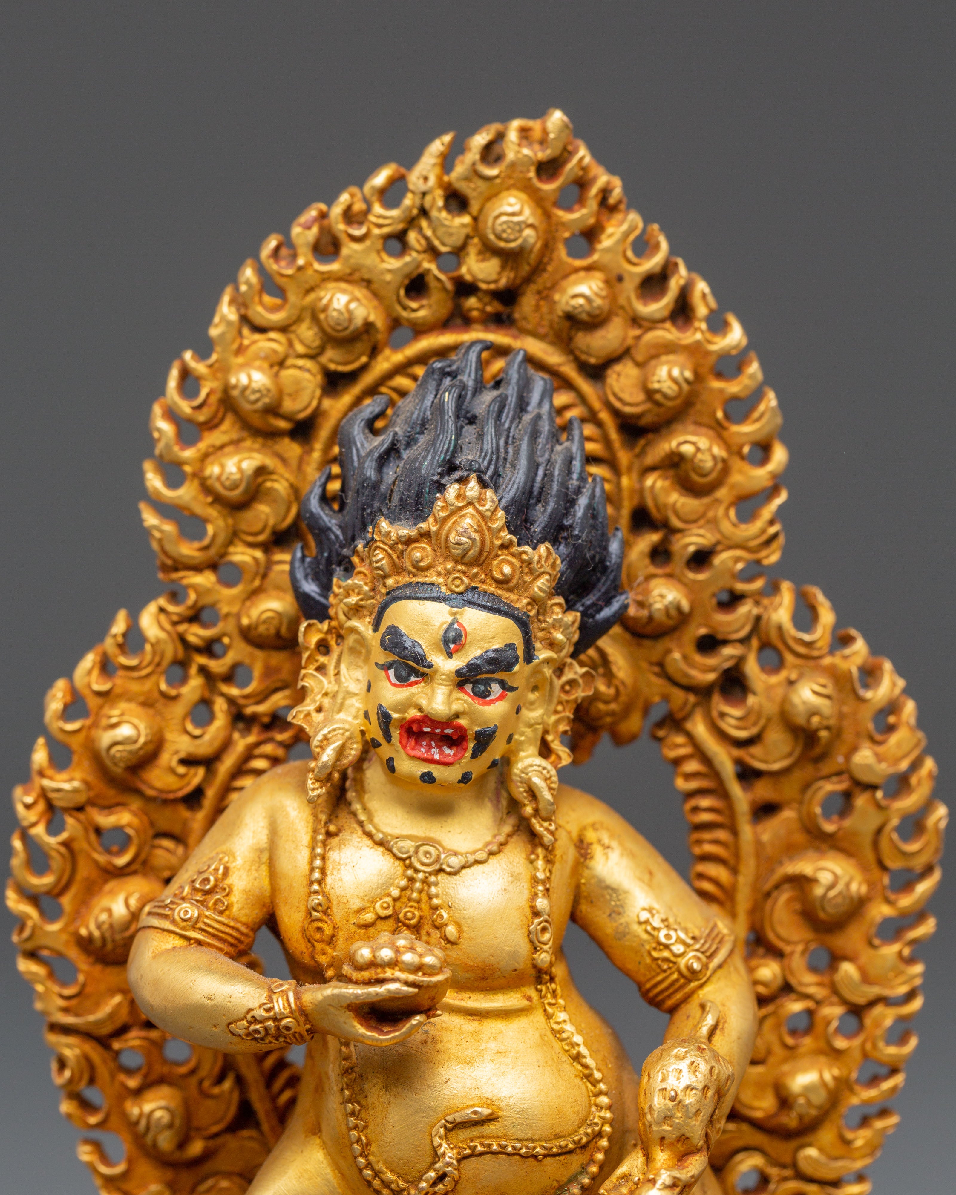Wealth Guardian Black Dzambhala Statue | Himalayan Handcrafted Artwork