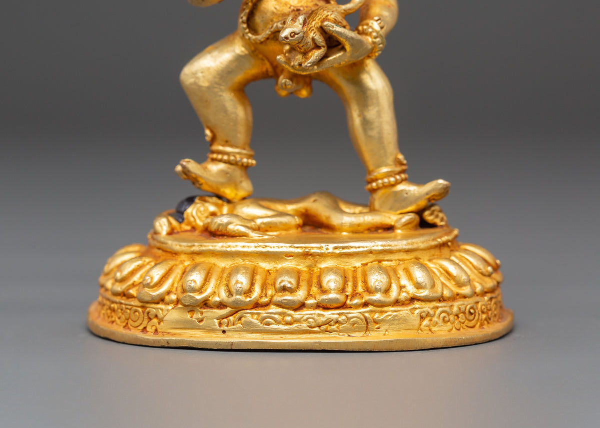 Golden Wealth Guardian Black Dzambhala Statue | Protection and Dharma Artwork