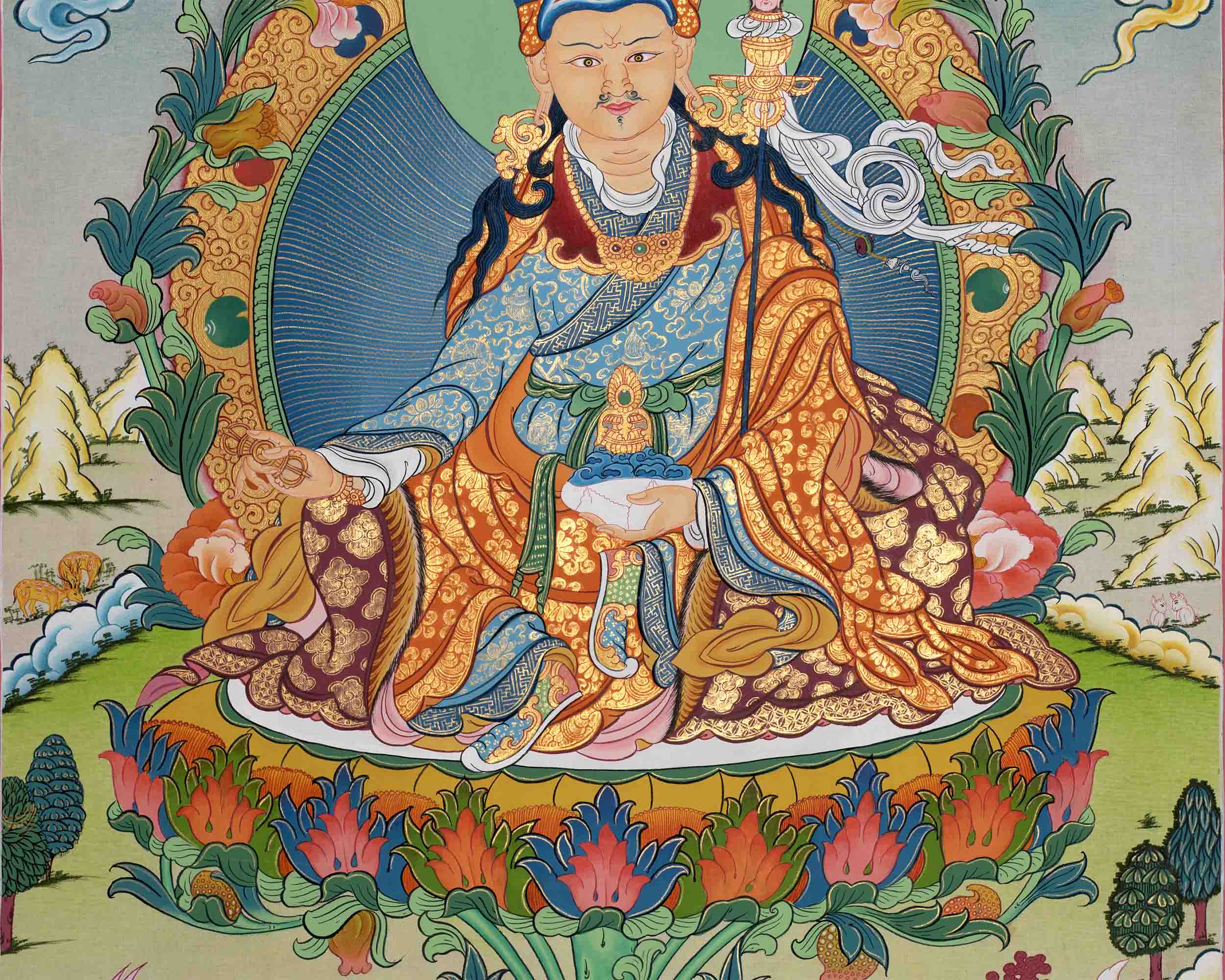 Traditional Hand-Painted Guru Rinpoche | Tibetan Buddhism Art