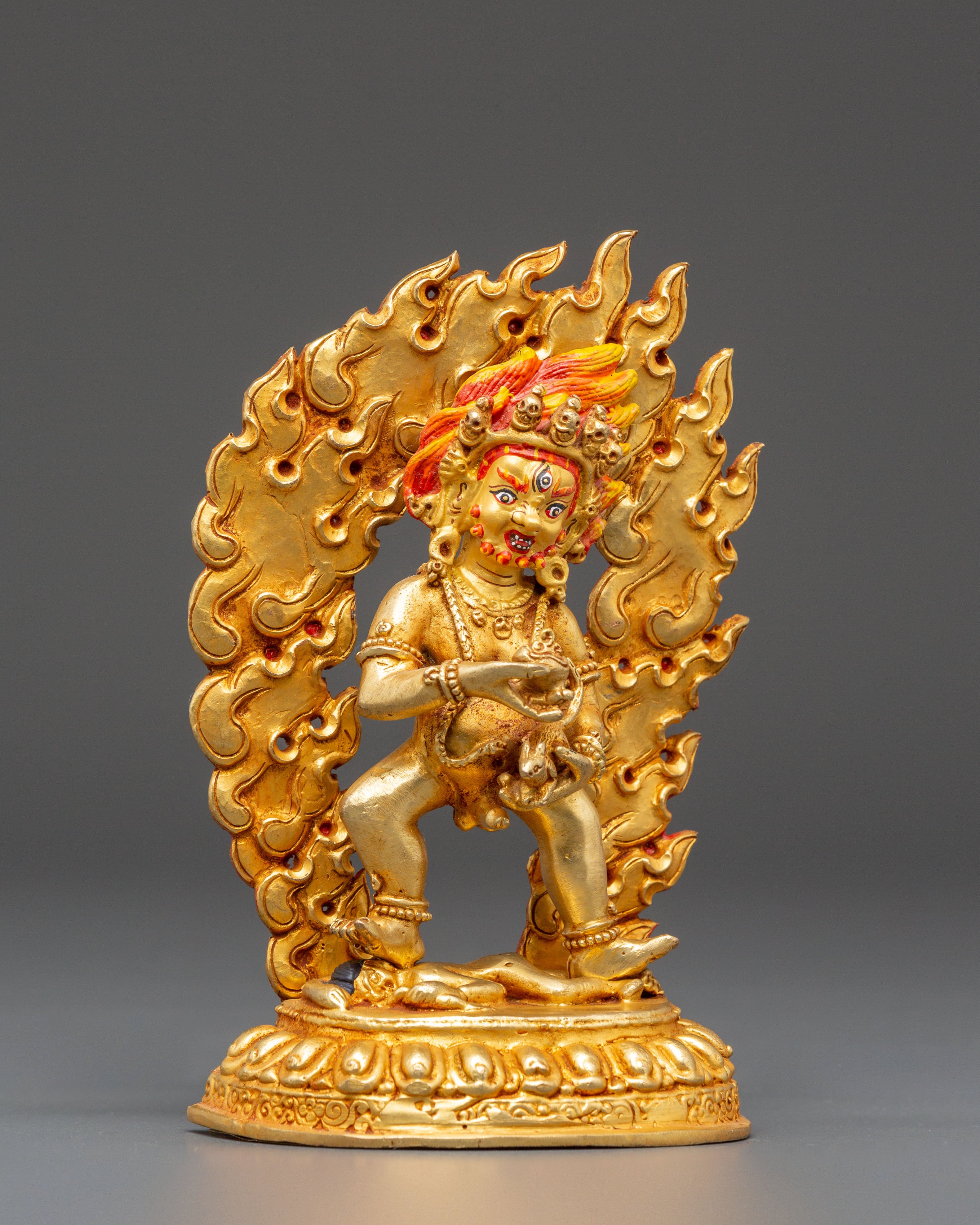 Golden Wealth Guardian Black Dzambhala Statue | Protection and Dharma Artwork
