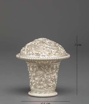 Handmade Silver Plated Brocade Stick Cap | Decorative Brocade Accessory