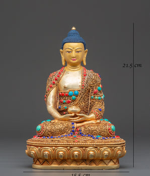 Gold Plated Statue of Amitabha Buddha | Buddhist Altar Statue