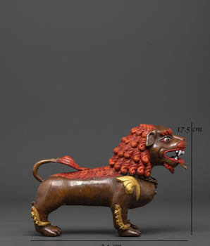 Sacred Buddhist Protector Lion Pair | Tibetan Snow Lion Guardian Statues