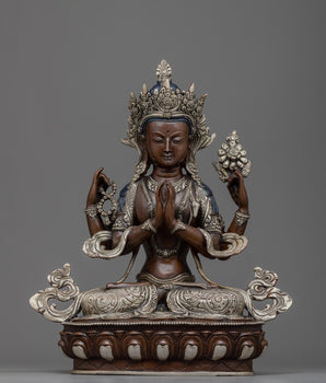 Chenrezig Silver Plated Statue 