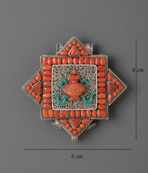 Silver Vase Design Ghau Box Locket | Abundance and Prosperity