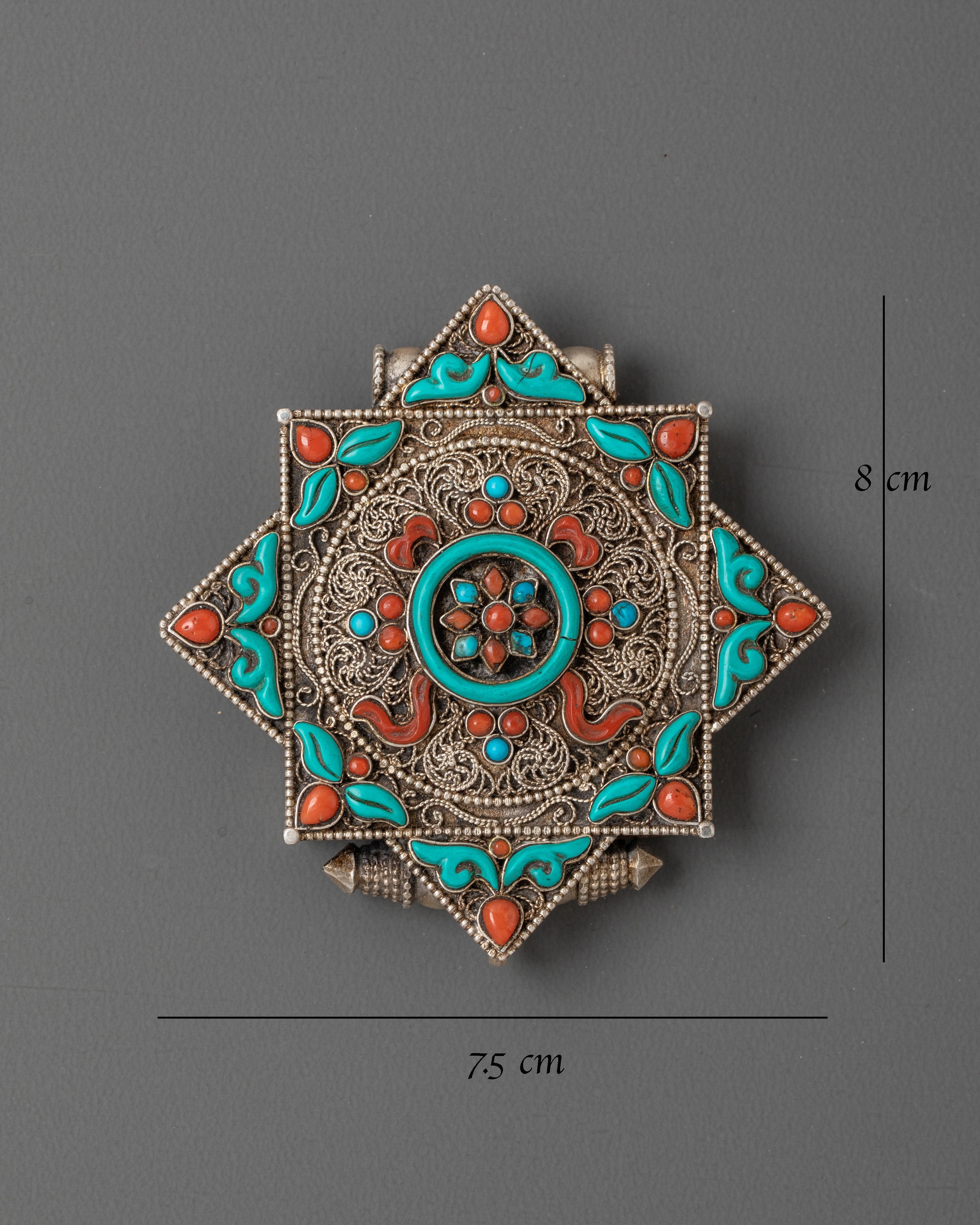 Sacred Tibetan Buddhist Ghau Box Locket | Star Shaped Prayer Amulet Pendant