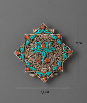 Sacred Lotus Ghau Box Star Design | Tibetan Prayer Amulet Locket