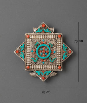 Flower Locket With Coral | Coral and Turquoise Locket