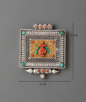 Sacred Tibetan Treasure Vase Ghau Box Locket | Sacred Bumpa Prayer Amulet
