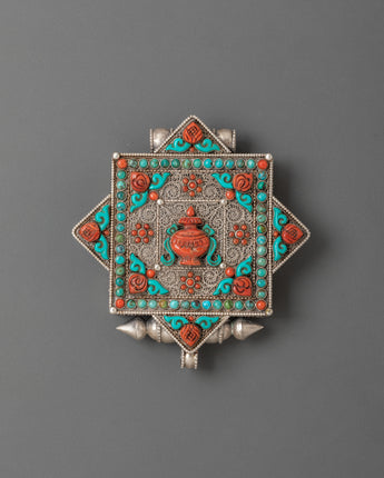 Handcrafted Ghau Box Locket with Vase Motif