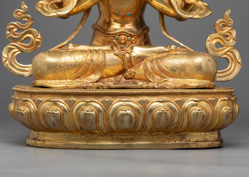 Bodhisattva Chenrezig Initiation Statue | Gold Gilded Avalokiteshvara Artwork