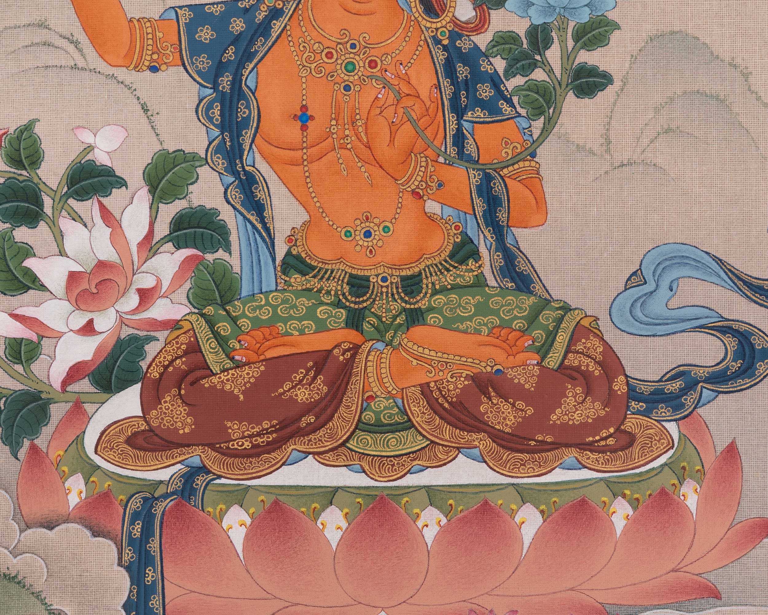 Manjushri Sacred Art | Bodhisattva Deity | Buddhist Thangka