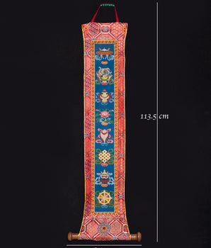 Eight Auspicious Symbol Silk Fabric Brocade | Sacred Home Decor