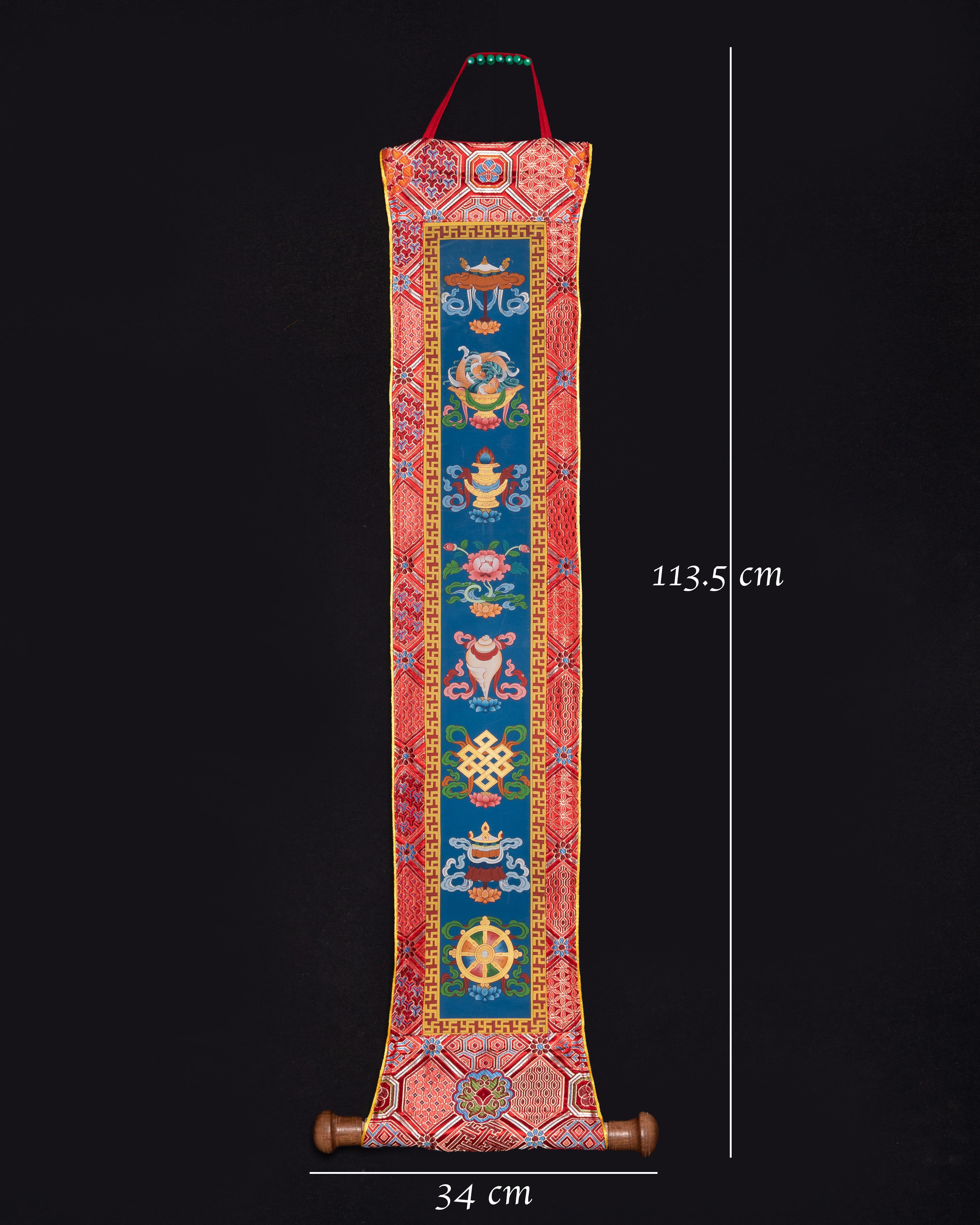 Eight Auspicious Symbol Silk Fabric Brocade | Sacred Home Decor