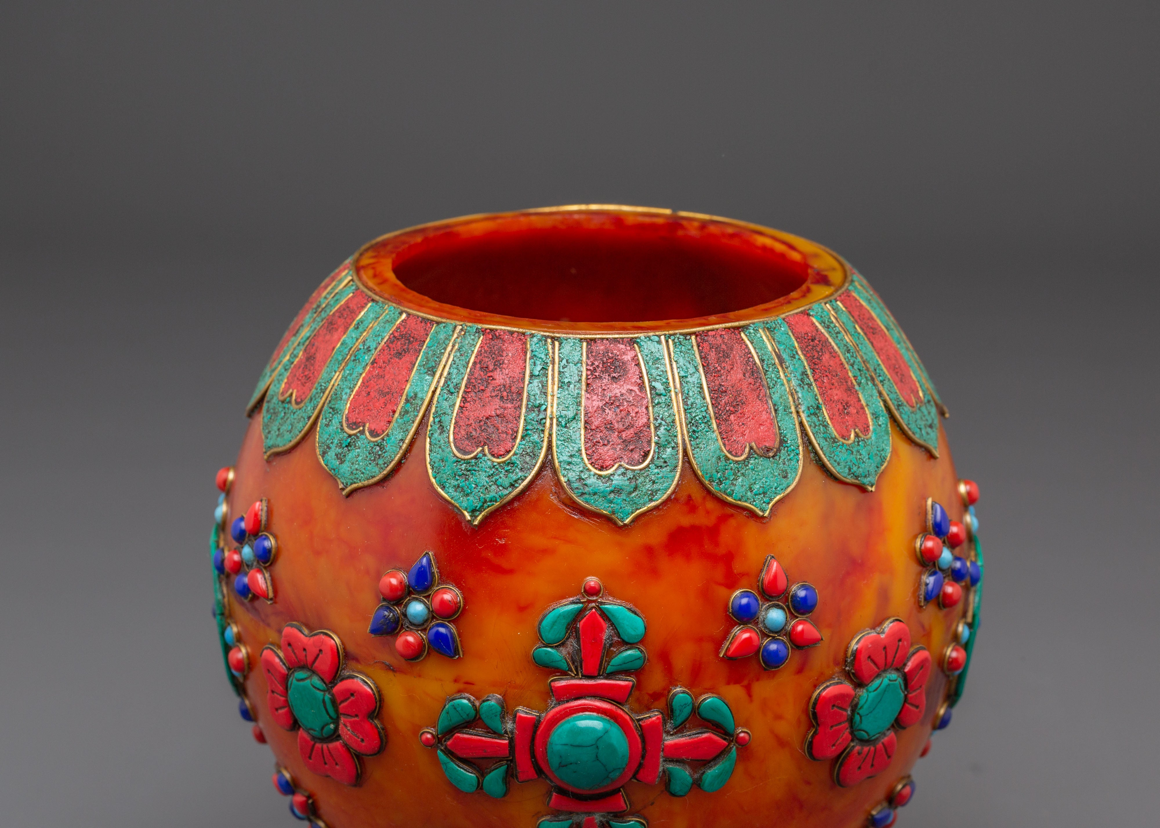 Offering Rice Pot Set | Handcrafted Tibetan Ritual Vessel for Spiritual Practices