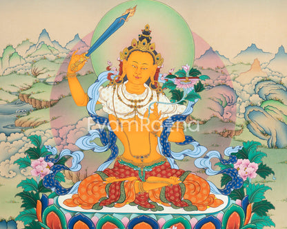 Manjushri Canvas Print's Sacred Energy | The Wisdom Deity | High Quality Giclee Print