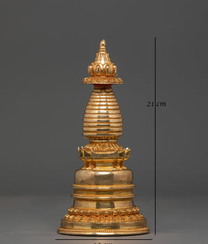 Sacred Gold Plated Stupa | Tibetan Buddhist Spiritual Decor