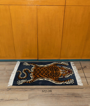 Tibetan Rug 100 knot Carpet | Handwoven Wool Tiger Design