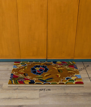Handcrafted Floral Knotted Rug | Wool Carpet with Elegant Floral Design