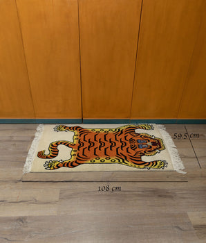 Woolen Tiger Rug | Hand-Knotted Wool Carpet