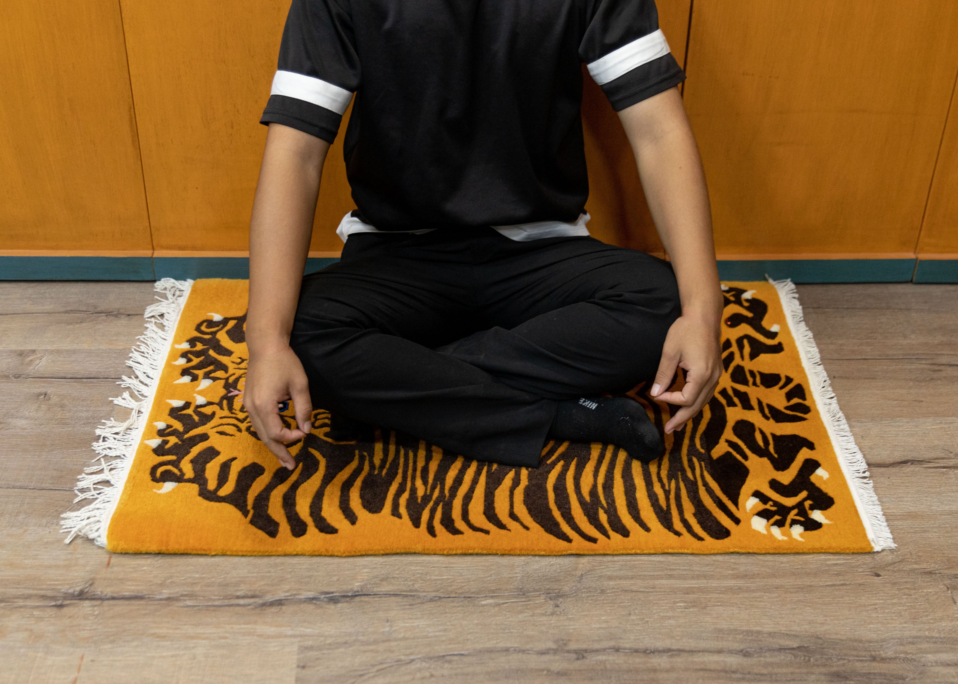 Tibetan Traditional Tiger Print Rug | Handcrafted Wool Rug with 100 Knot Detail