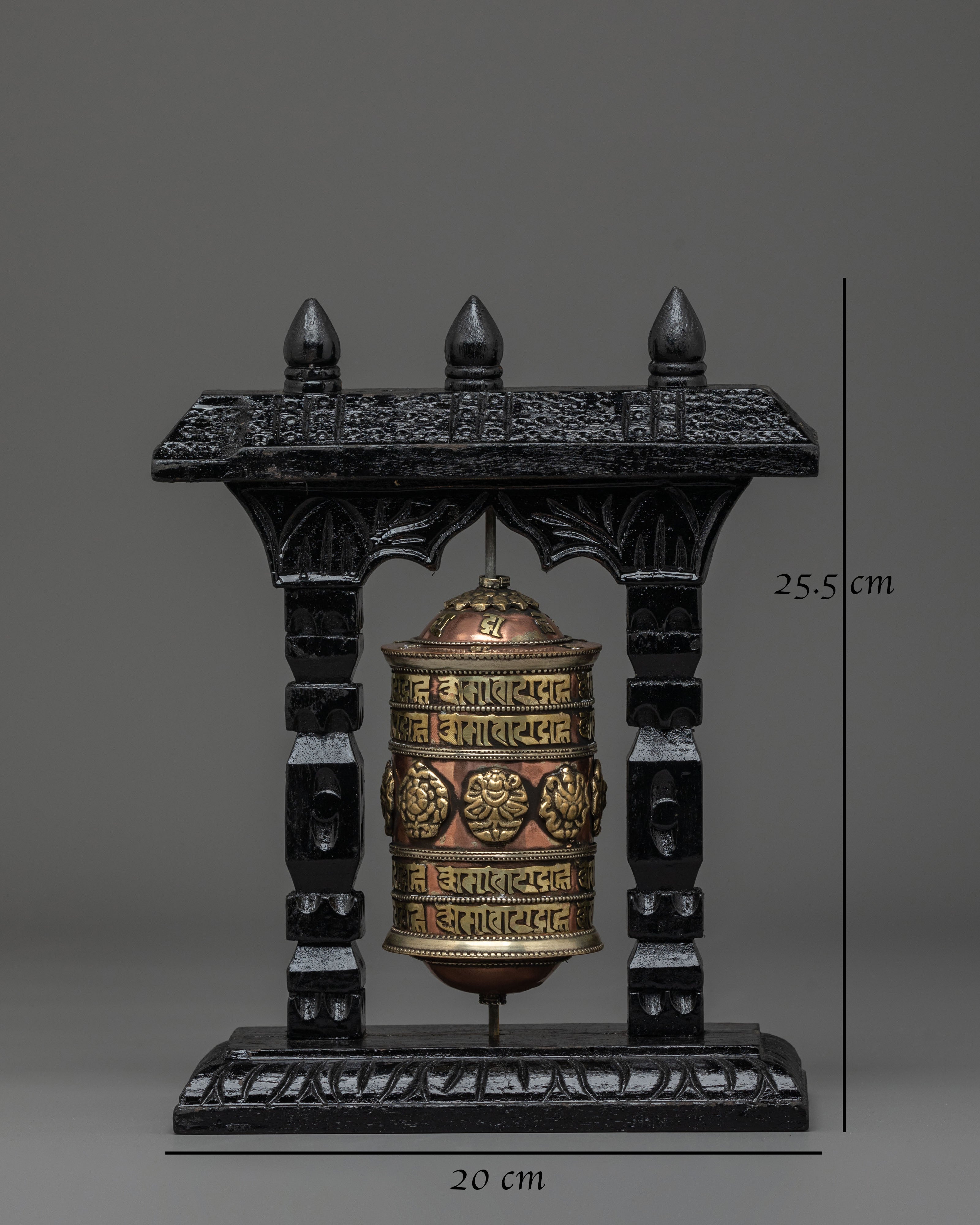 Tibetan Prayer Wheel with Wooden Frame | Mantra Wheel