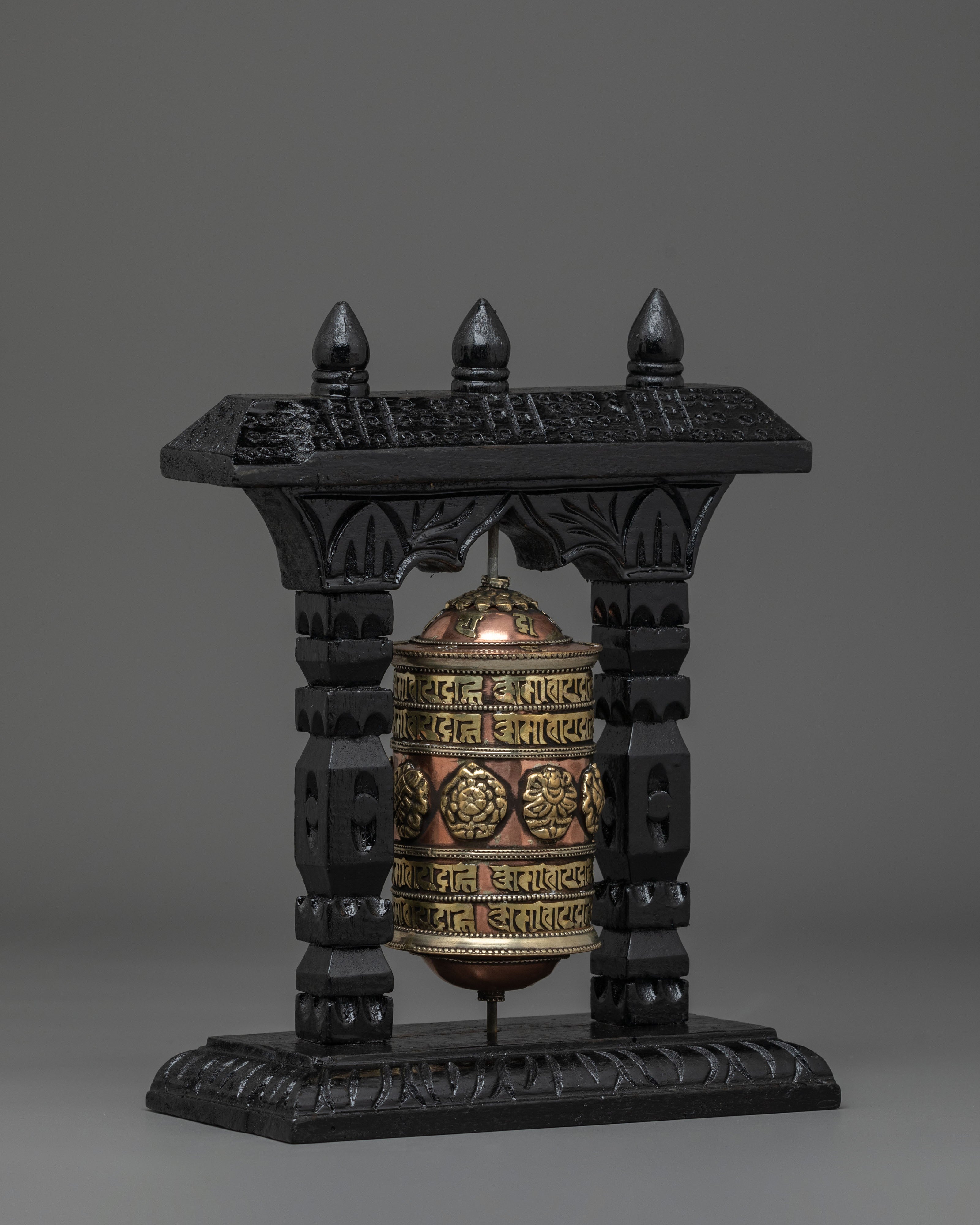 Tibetan Prayer Wheel with Wooden Frame | Mantra Wheel