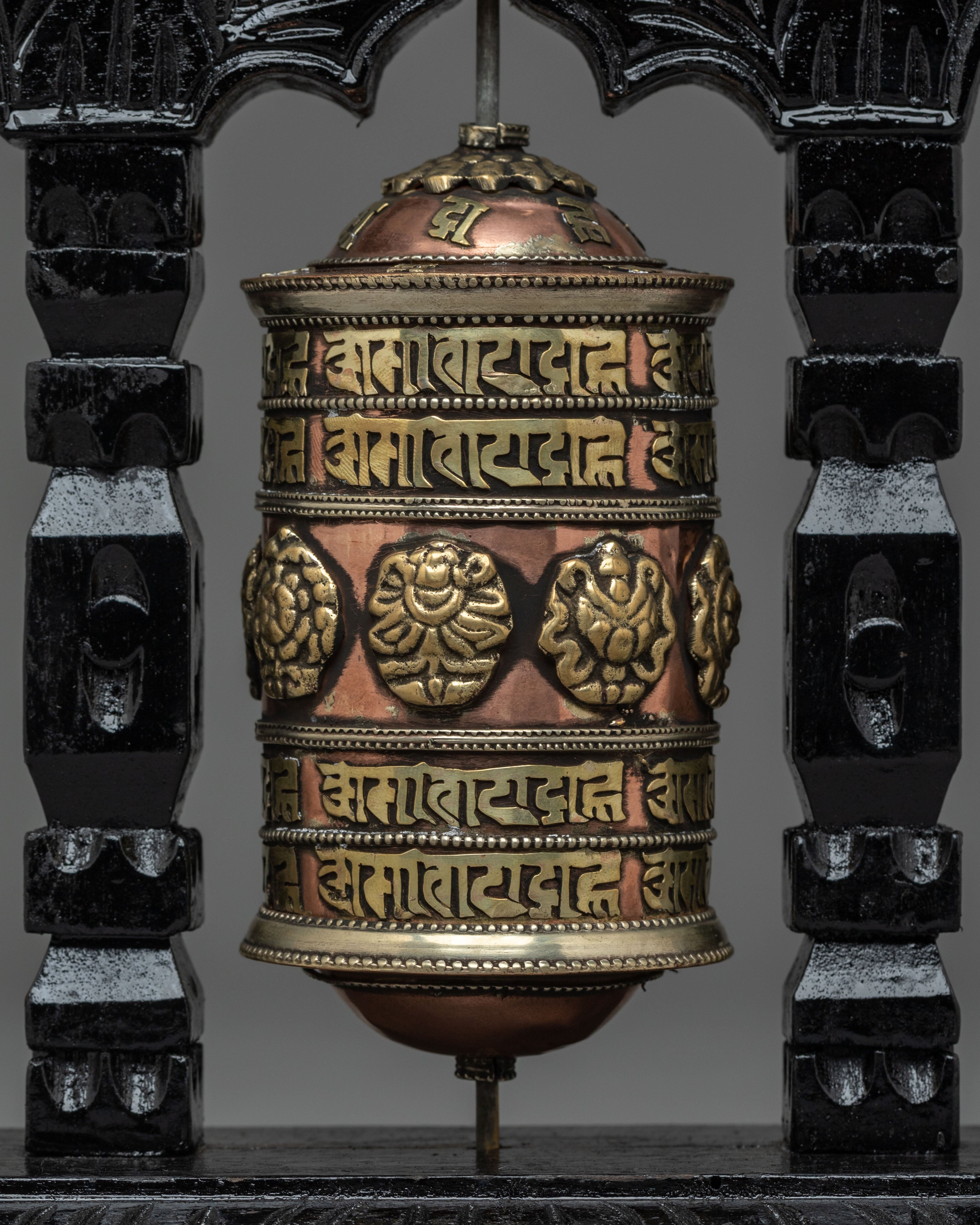 Tibetan Prayer Wheel with Wooden Frame | Mantra Wheel