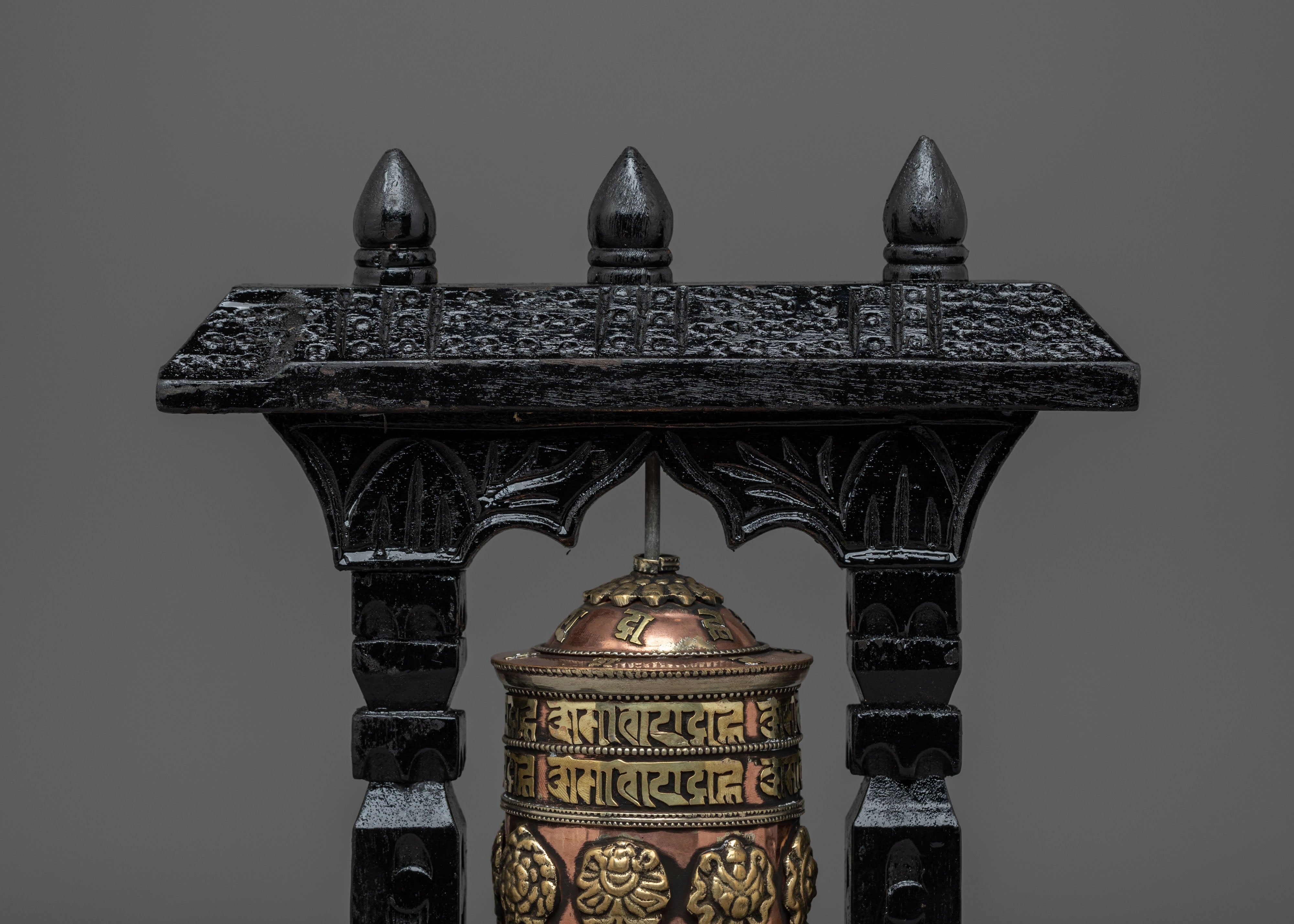 Tibetan Prayer Wheel with Wooden Frame | Mantra Wheel