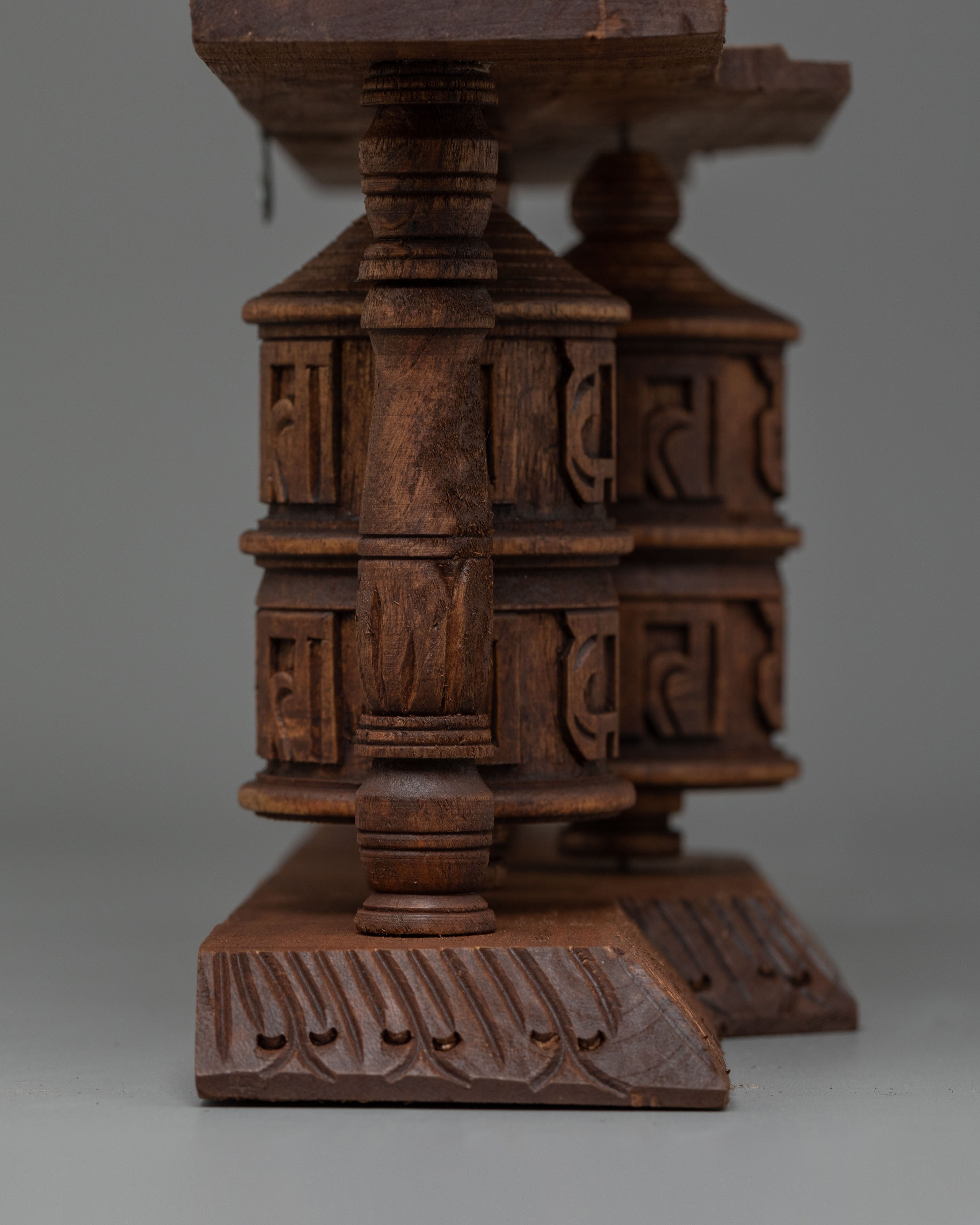 Traditional Tibetan Wooden Prayer Wheel | Handcrafted Mantra Meditation Tool