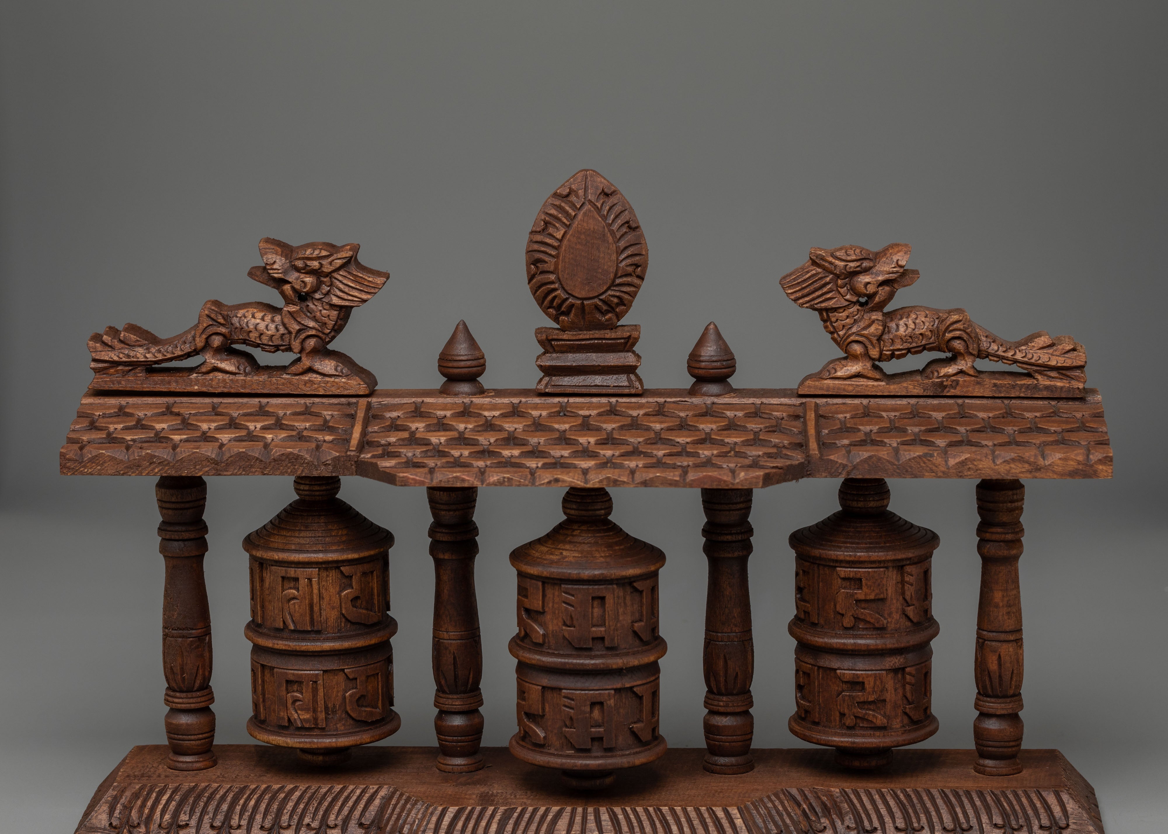 Traditional Tibetan Wooden Prayer Wheel | Handcrafted Mantra Meditation Tool