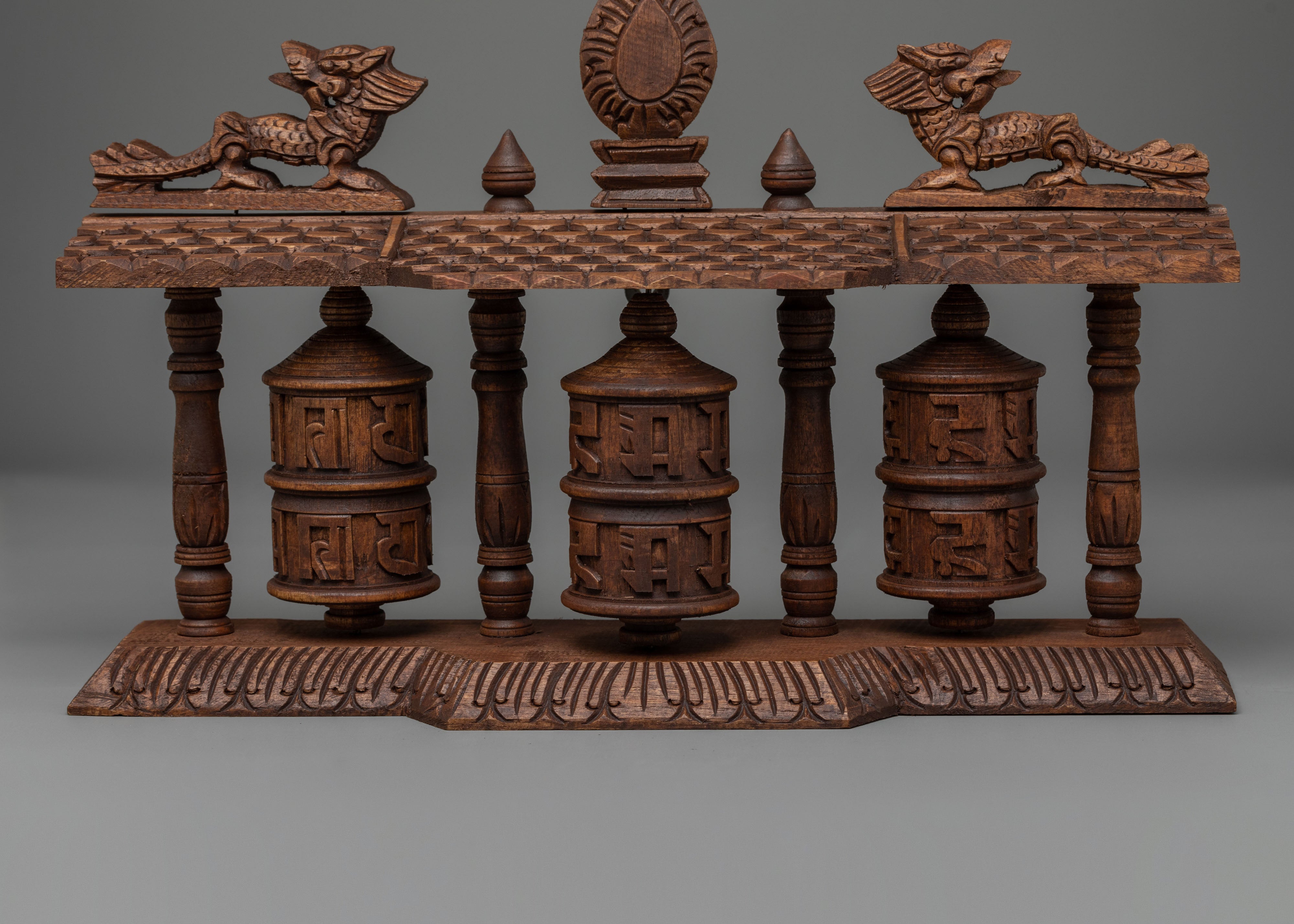 Traditional Tibetan Wooden Prayer Wheel | Handcrafted Mantra Meditation Tool