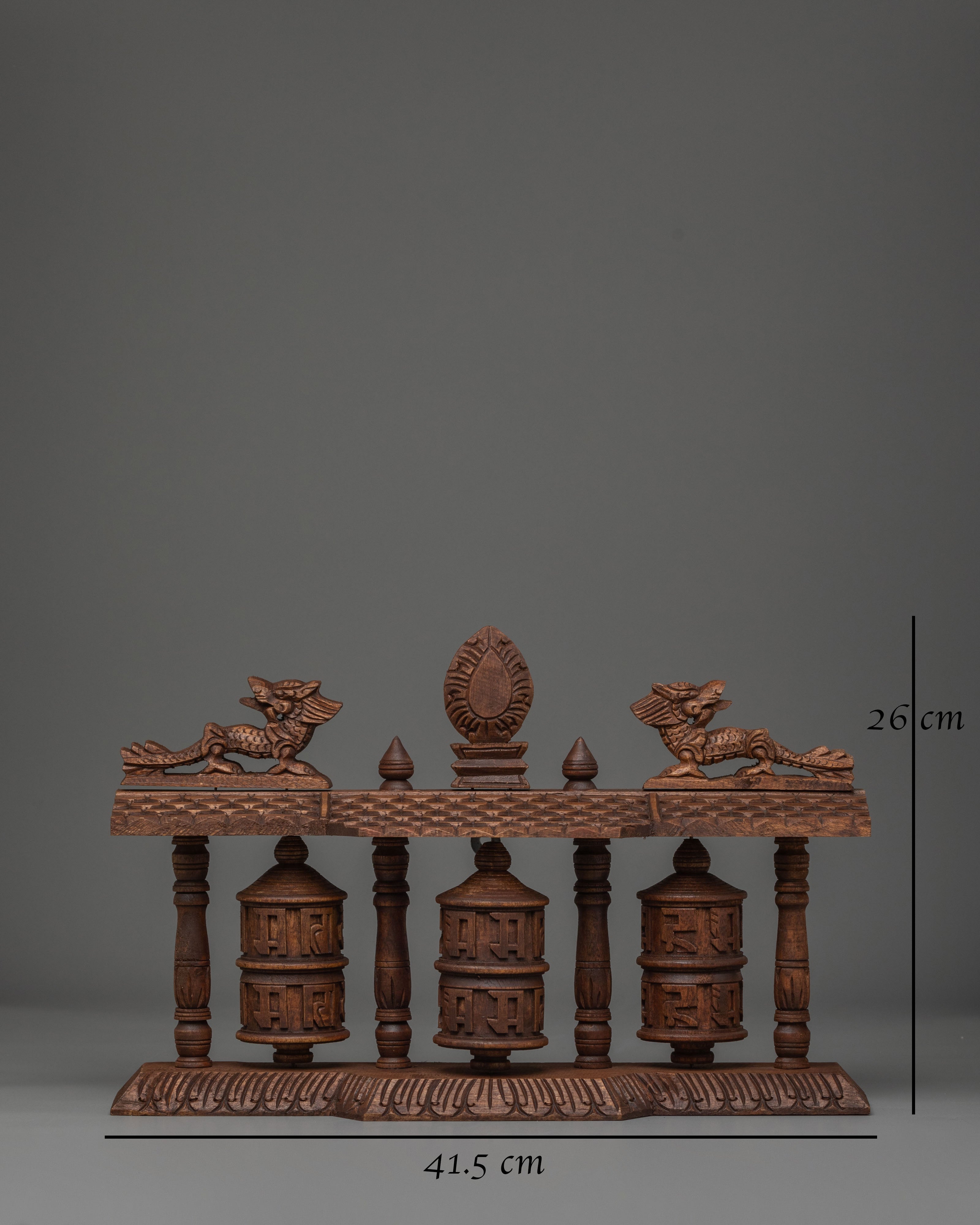 Traditional Tibetan Wooden Prayer Wheel | Handcrafted Mantra Meditation Tool