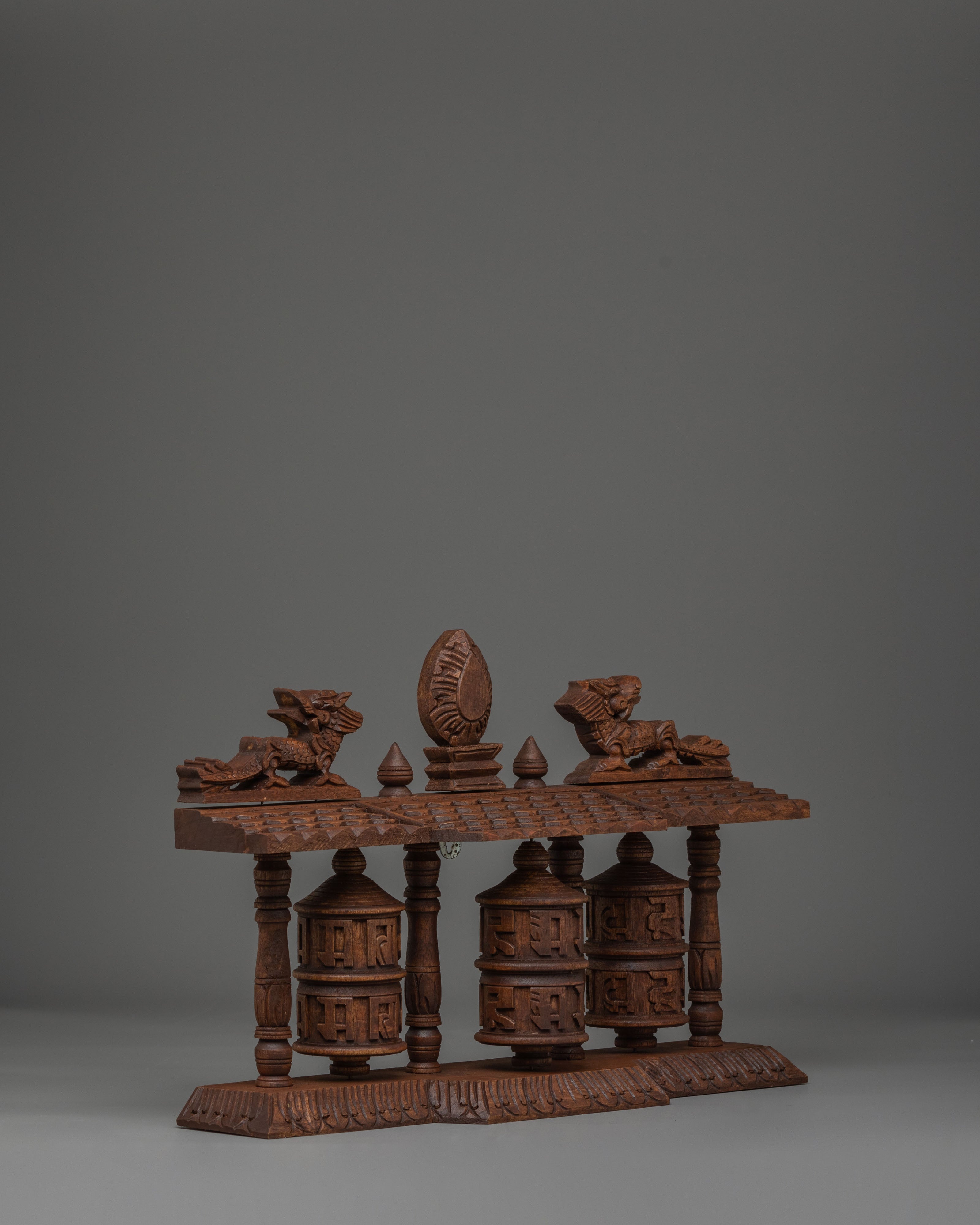 Traditional Tibetan Wooden Prayer Wheel | Handcrafted Mantra Meditation Tool