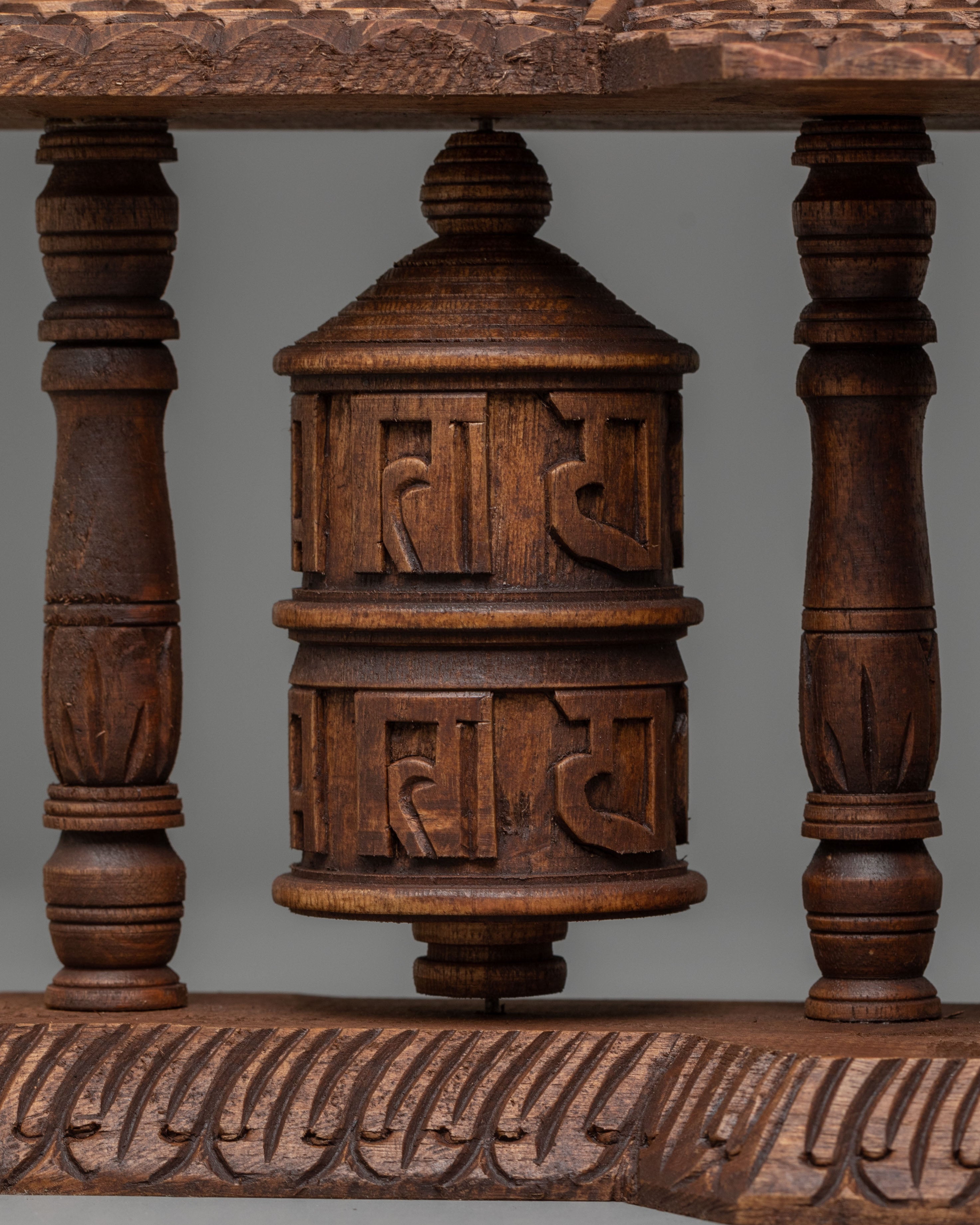 Traditional Tibetan Wooden Prayer Wheel | Handcrafted Mantra Meditation Tool