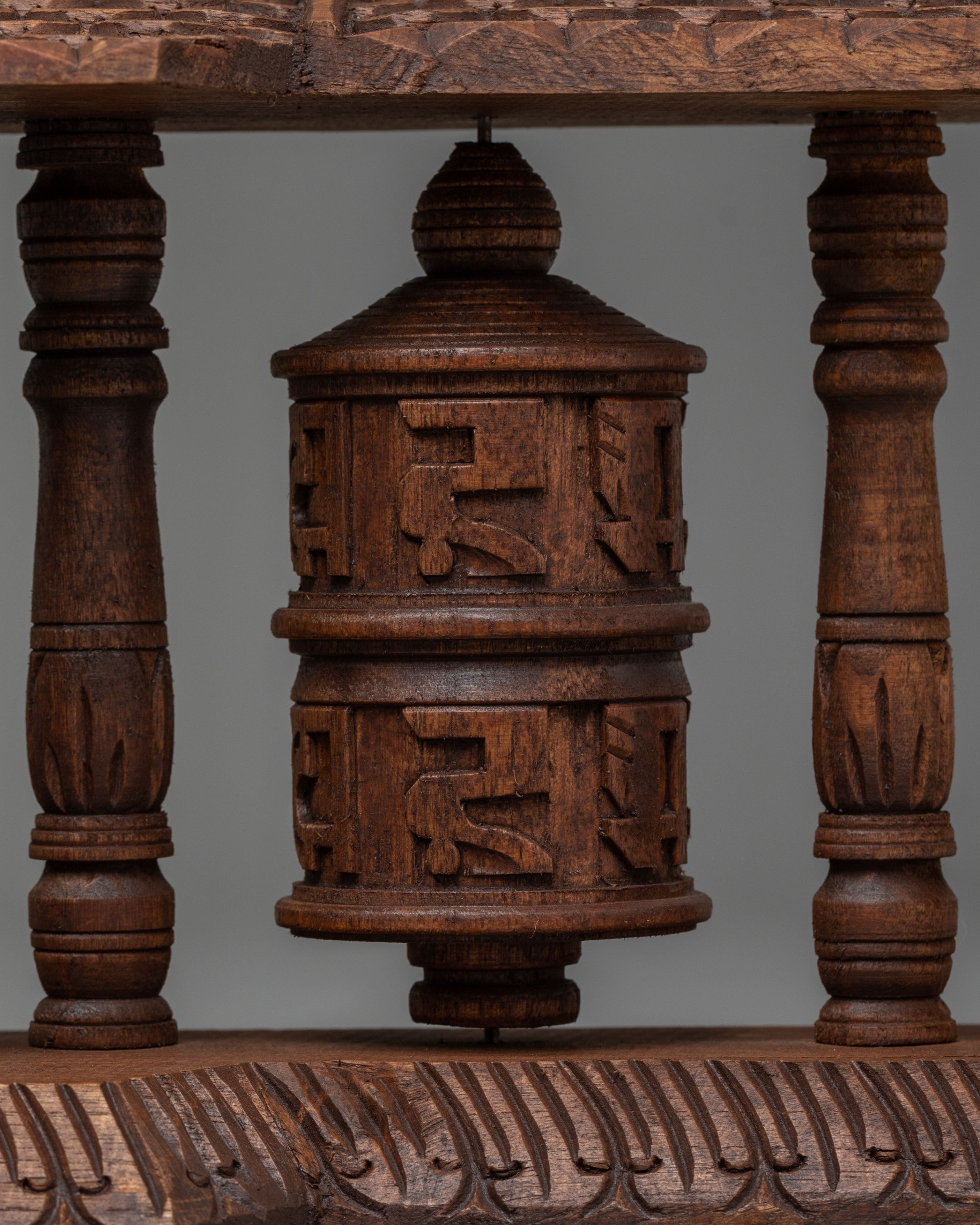 Traditional Tibetan Wooden Prayer Wheel | Handcrafted Mantra Meditation Tool