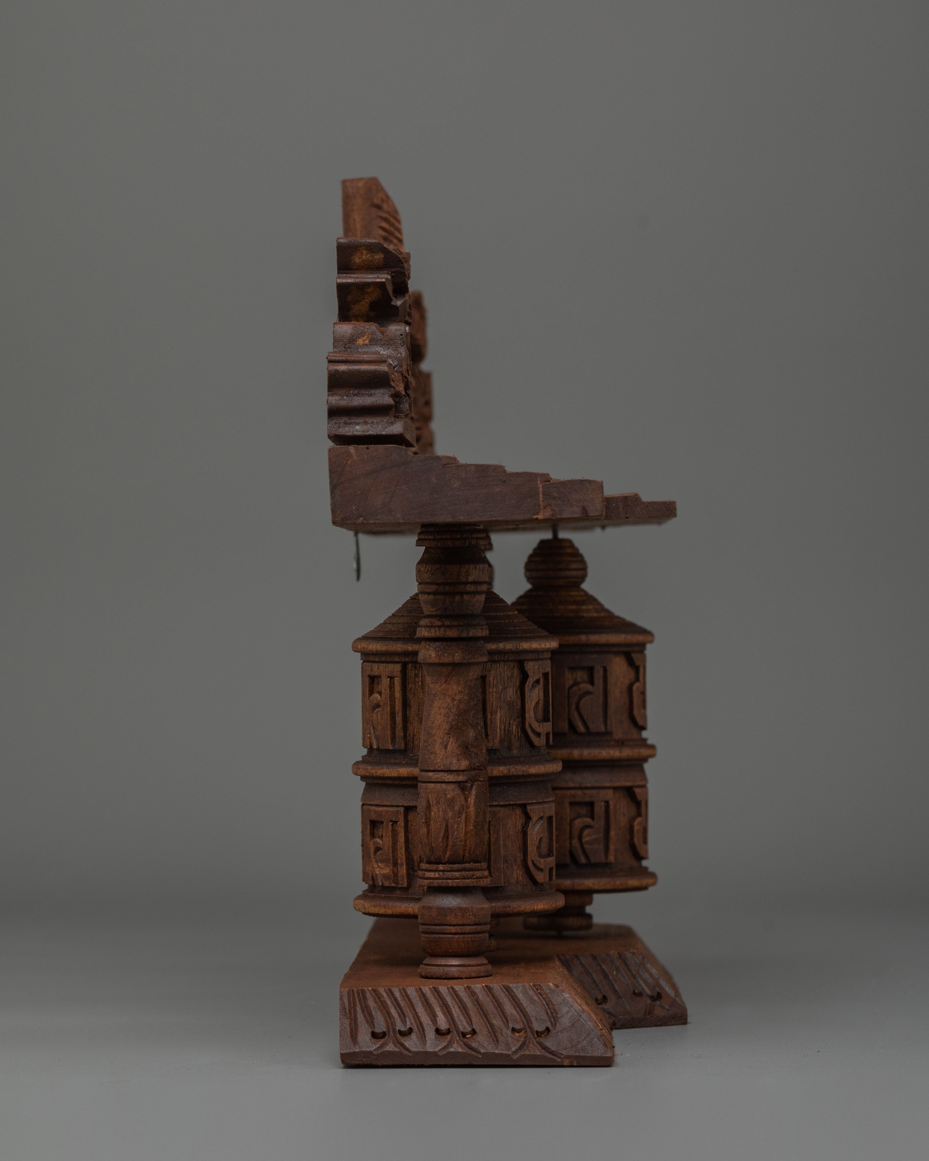 Traditional Tibetan Wooden Prayer Wheel | Handcrafted Mantra Meditation Tool
