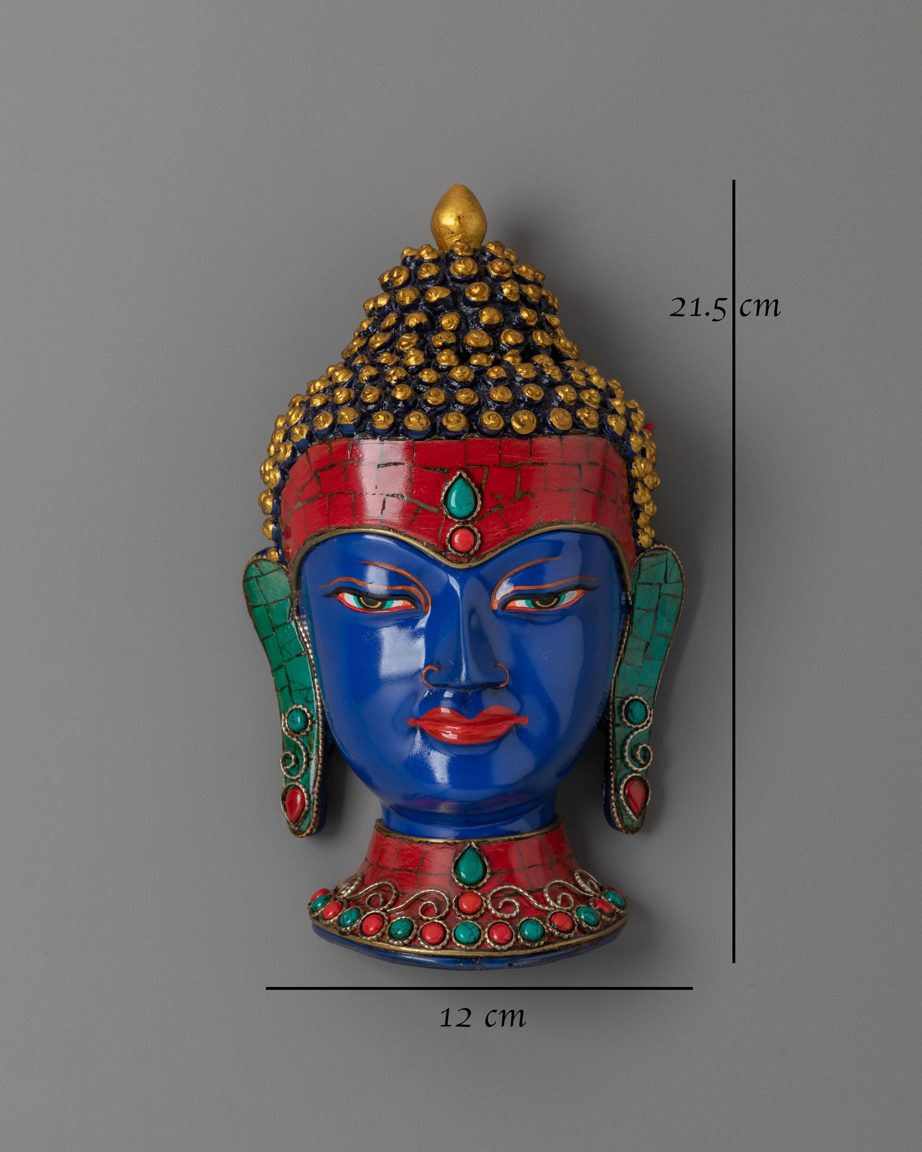 Spiritual Himalayan Buddha Face Wall Hanging | Turquoise & Coral Inlay with Filigree