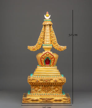 Spiritual Tibetan Buddhist Stupa | Gold Plated Sacred Monument